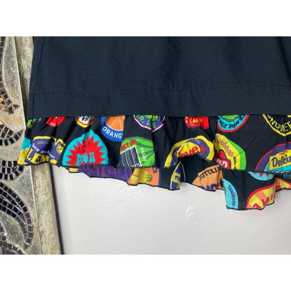 LOVE MOSCHINO SHORTS 8 BLACK FRUIT STICKER RUFFLE MULTI PREPPY UNIQUE FUN CUTE - Picture 11 of 14